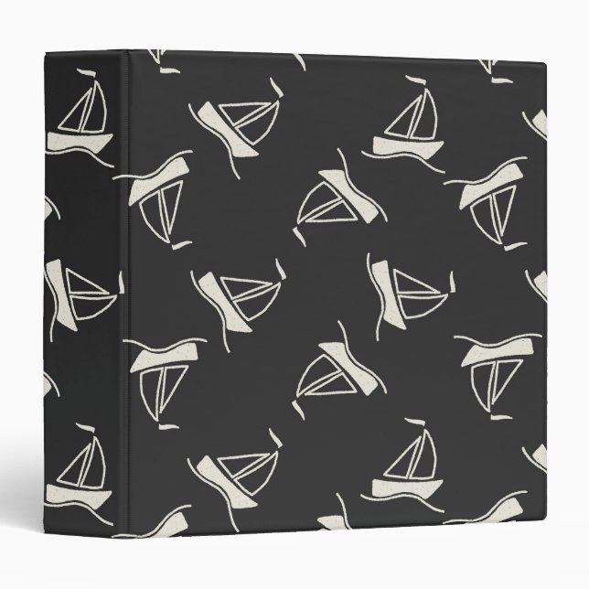 Doodle Sailboat Pattern Binder (Front/Spine)