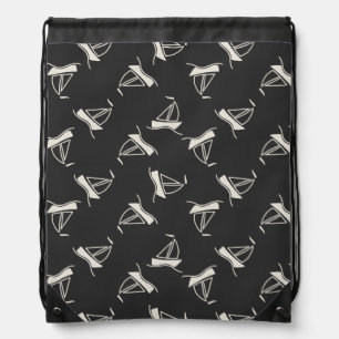 Doodle Sailboat Pattern Drawstring Bag
