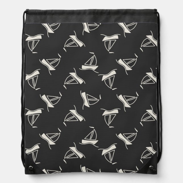 Doodle Sailboat Pattern Drawstring Bag (Front)