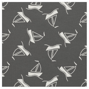 Doodle Sailboat Pattern Fabric