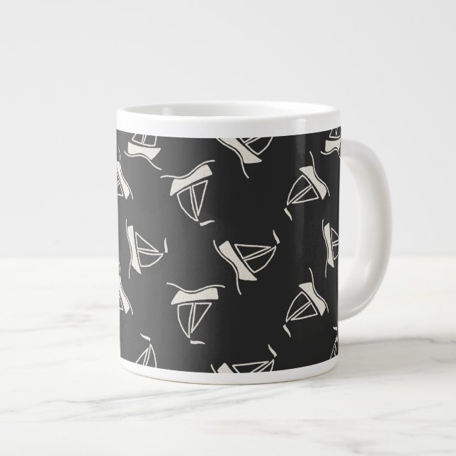 Doodle Sailboat Pattern Giant Coffee Mug (Front Right)