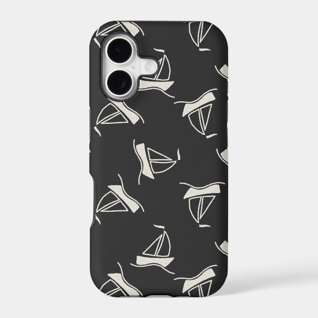 Doodle Sailboat Pattern Iphone Case (Back)