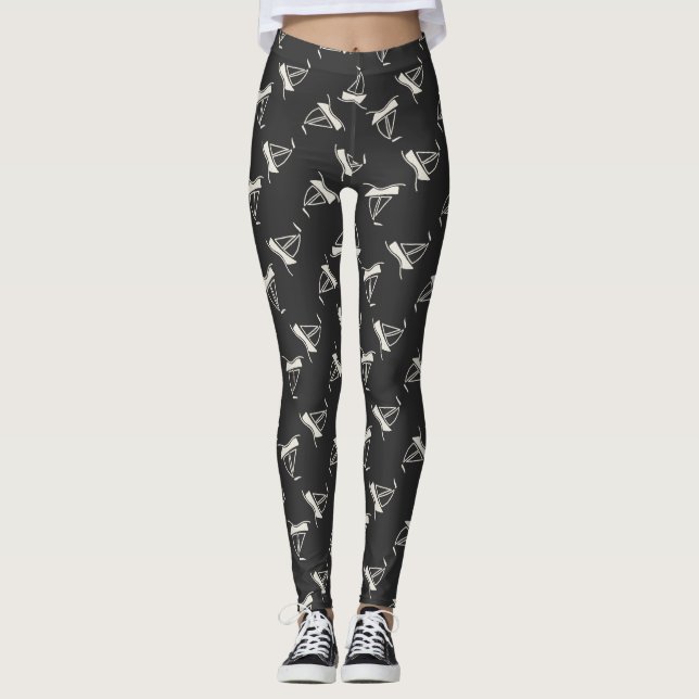 Doodle Sailboat Pattern Leggings (Front)