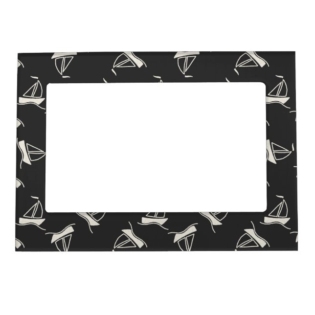 Doodle Sailboat Pattern Magnetic Frame (Front)