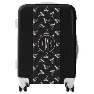 Doodle Sailboat Pattern Monogram Luggage