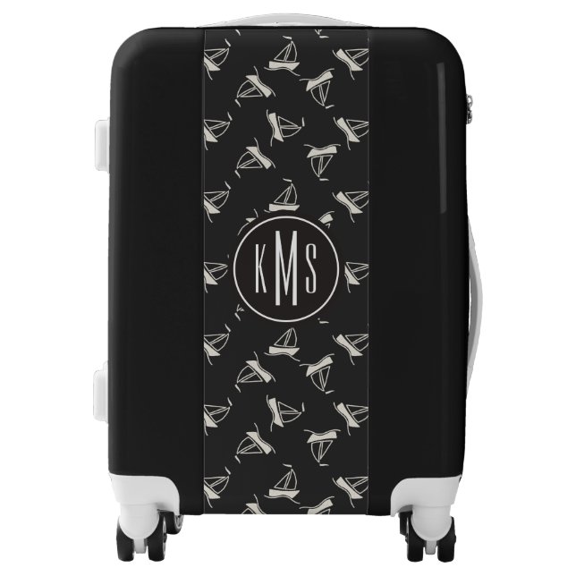 Doodle Sailboat Pattern| Monogram Luggage (Front)