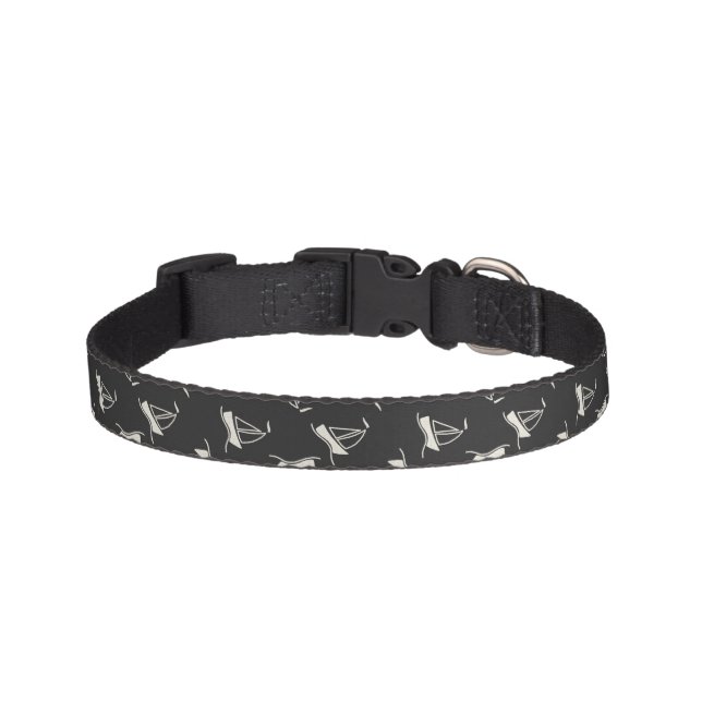 Doodle Sailboat Pattern Pet Collar (Front)
