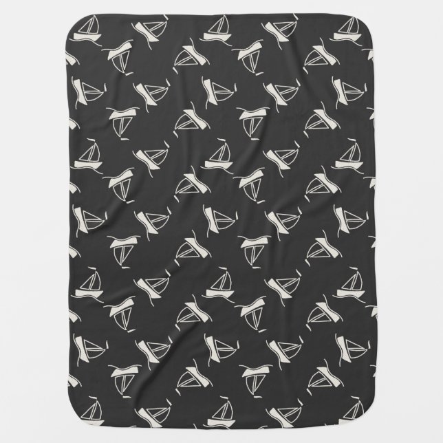 Doodle Sailboat Pattern Receiving Blanket (Front)
