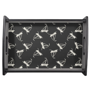 Doodle Sailboat Pattern Serving Tray