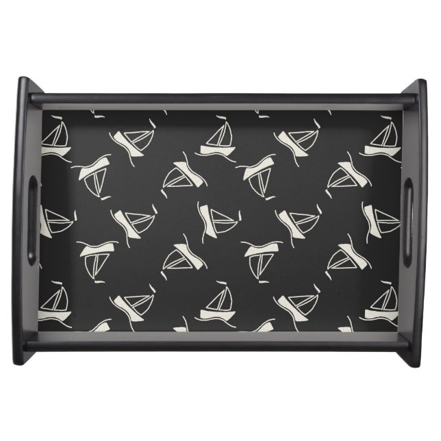 Doodle Sailboat Pattern Serving Tray (Front)