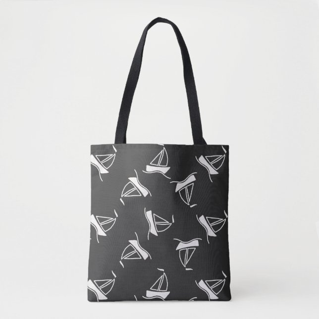 Doodle Sailboat Pattern Tote Bag (Front)