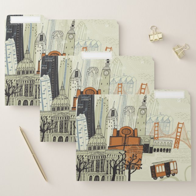 Doodle San Francisco Scene File Folder (Set)