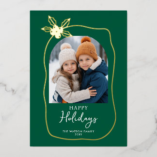 Doodle Scribble Christmas 4 Photo Hand Drawn  Foil Holiday Card