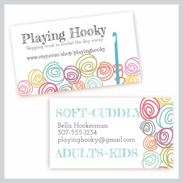 Doodle scribble yarn crochet hook business card (Creator Uploaded)