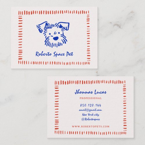 Doodle script dog pets business card
