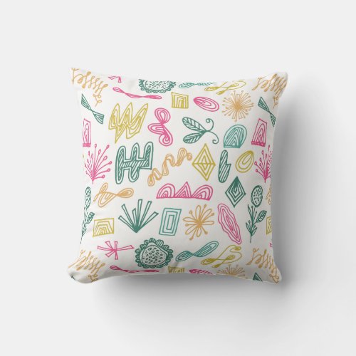 doodle shapes abstract patterned pillow