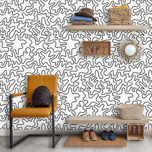 Doodle Shapes Black Wallpaper