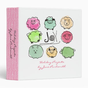Doodle sheep angora knitting crochet Christmas 3 Ring Binder