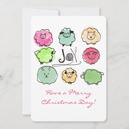 Doodle sheep angora knitting crochet  Christmas Holiday Card