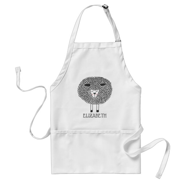 Doodle Sheep Personalized Adult Apron (Front)