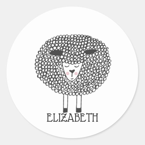 Doodle Sheep Personalized Classic Round Sticker