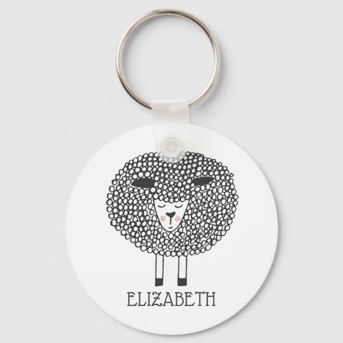 Doodle Sheep Personalized Keychain