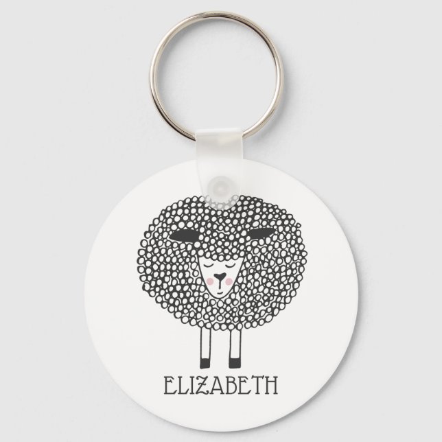Doodle Sheep Personalized Keychain (Front)