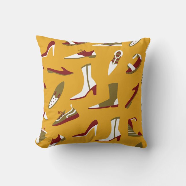 Doodle Shoes: Hand Drawn Seamless. Throw Pillow (Front)