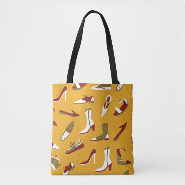 Doodle Shoes: Hand Drawn Seamless. Tote Bag (Front)