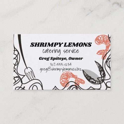 Doodle shrimp seafood chef catering business card