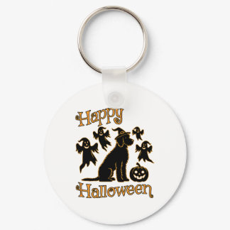 Doodle Silhouette Happy Halloween  Keychain