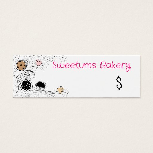 Customizable doodle sketch bakery sweets flowers gift tags business card template