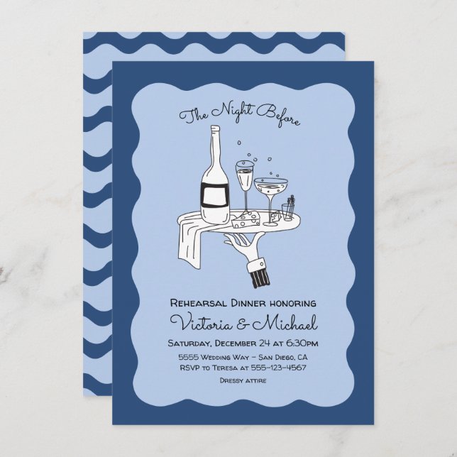 Doodle Sketch Funky Rehearsal Dinner Invitation (Front/Back)