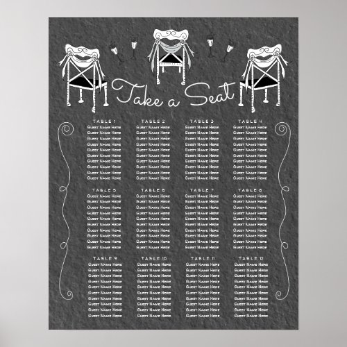 Doodle Sketch hand drawn Chairs Seating Chart