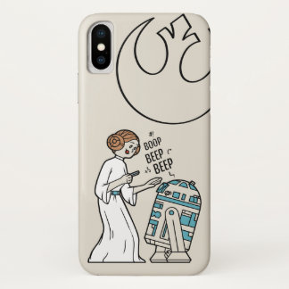 Doodle Sketch Leia & R2-D2 on Death Star iPhone X Case