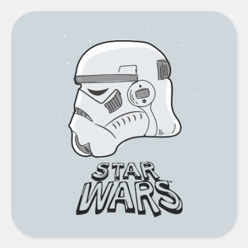 Doodle Sketch Stormtrooper Helmet Square Sticker