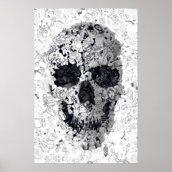 Doodle Skull Poster by ikiiki at Zazzle