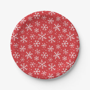Doodle snowflake pattern – winter christmas paper plates