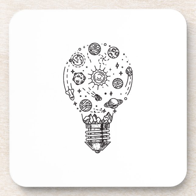 Doodle Solar System in Bulb Beverage Coaster (Front)