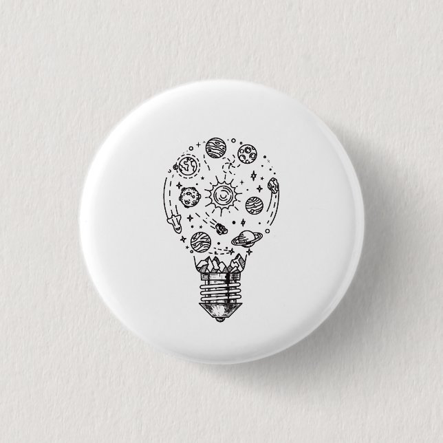 Doodle Solar System in Bulb Button (Front)