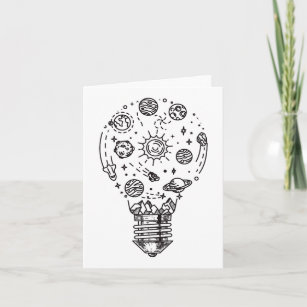 Doodle Solar System in Bulb Invitation