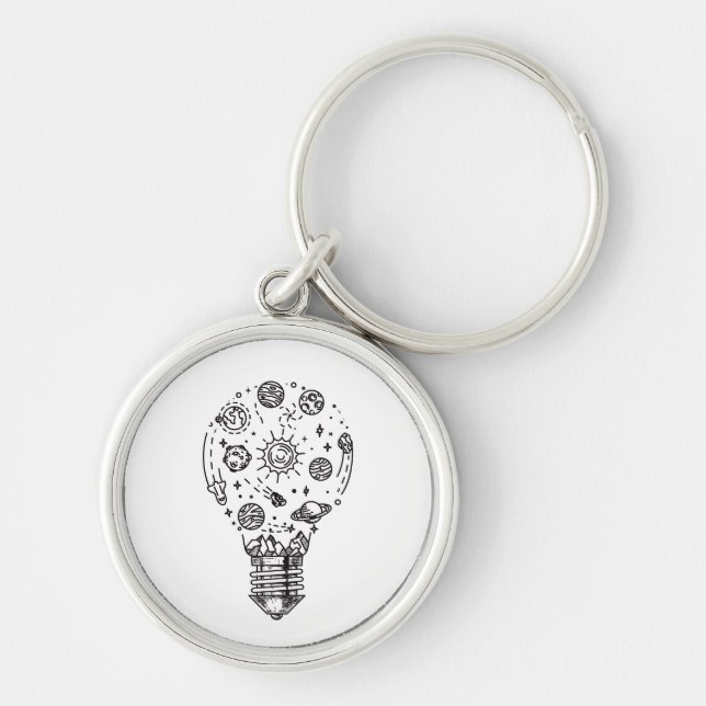 Doodle Solar System in Bulb Keychain (Front)