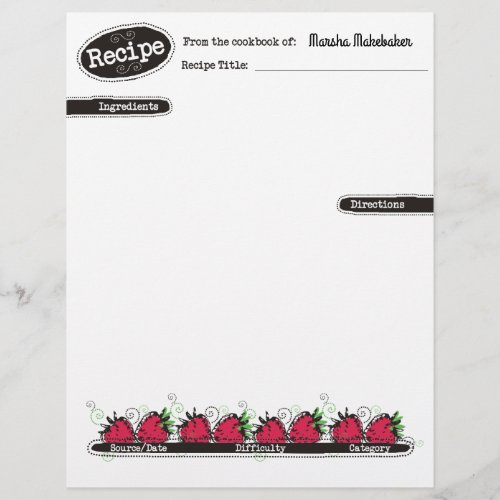 doodle strawberries fruit baking recipe letterhead