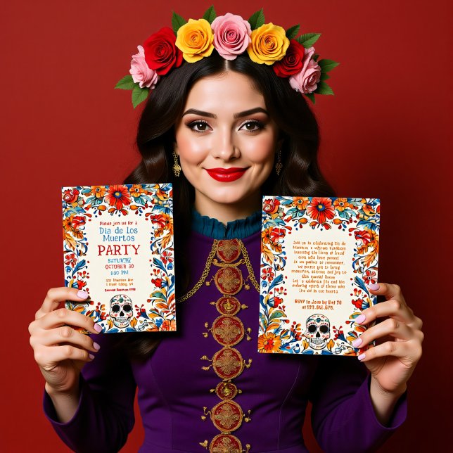 💀 Doodle style Día de Muertos Party Invitation ( Doodle style Día de Muertos Party Invitation)