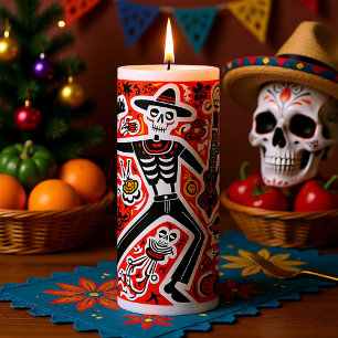 💀  Doodle style gay couple Día de Muertos Pillar Candle
