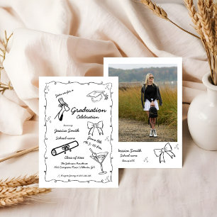 Doodle Style Hand drawn  Graduation  Invitation