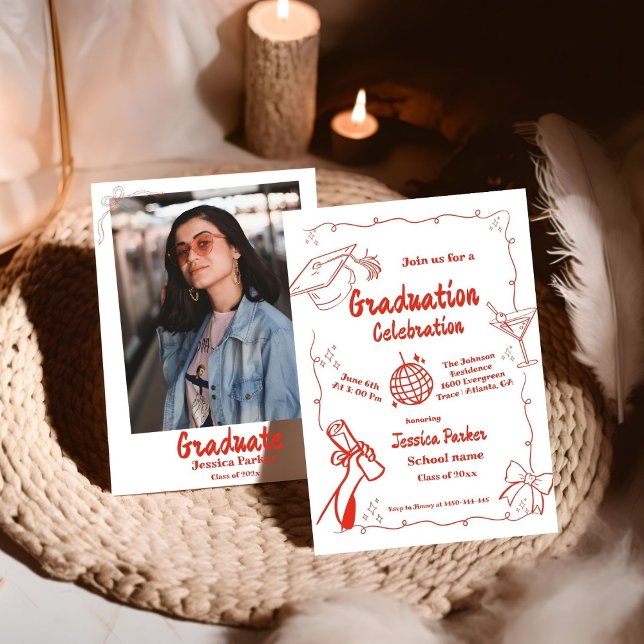 Doodle Style Hand drawn Graduation  Invitation (Creator Uploaded)