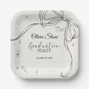 Doodle Style Senior Graduation Party Hand Drawn Paper Plates