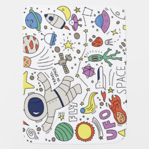 Doodle style, space theme illustration. baby blanket