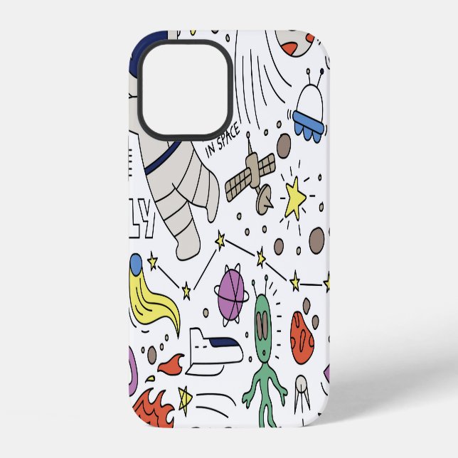 Doodle style, space theme illustration. iphone case (Back)